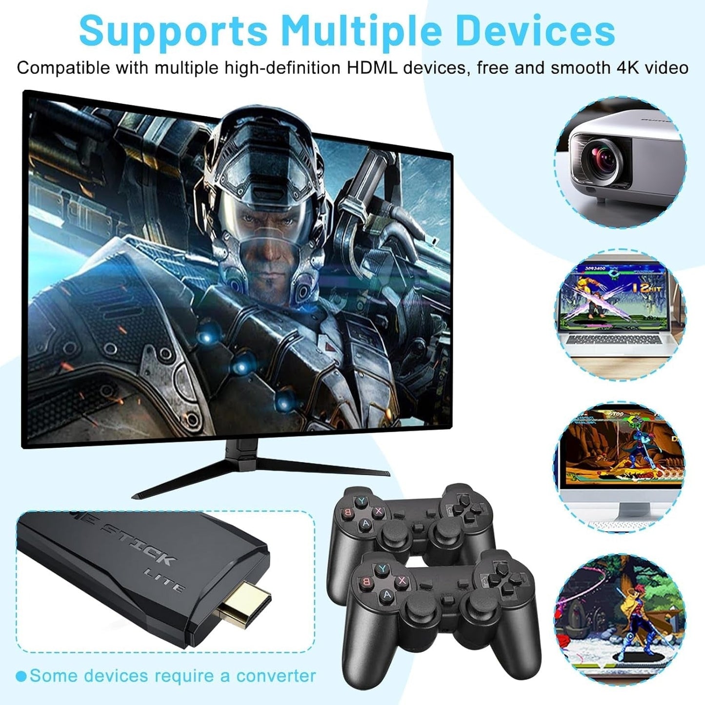 PRO Wireless Retro Game Console – 2.4G Controller & Built-in Games